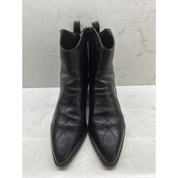 Vero Cuoio Womens Handcrafted in Italy Black Leather Ankle Boots Sz 5.5 Eur 36 - Picture 1 of 14